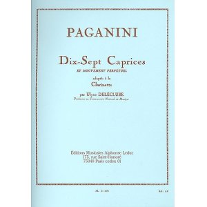 画像: クラリネット教材　１７の奇想曲と常動曲（17Ｃａｐｒｉｃｅｓ　et　Mouvement　Perpetuel）　作曲/パガニーニ，Ｎ．（Paganini,M.)　編曲/Delecluse