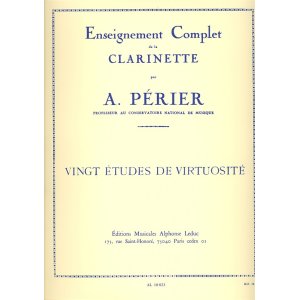 画像: クラリネット教材　２０の高度な技巧の練習曲（20　Etudes　de　Virtuosite）　作曲/ペリエ，Ａ．（Perier,A.)