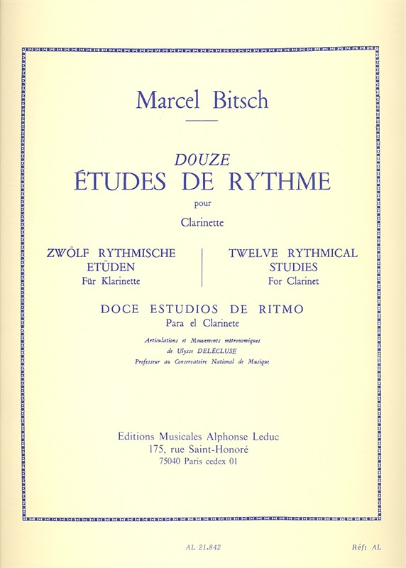 画像1: クラリネット教材　１２のリズムの練習曲（12Etudes　de　Rythme)　作曲/ビッチ,M.（Bitsch)　編曲/delecluse