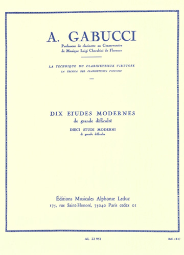 画像1: クラリネット教材　１０の非常に厳しい現代的練習曲（10Etudes　Modernes　de　Grande　Difficulte)　作曲/ガブッチ，Ａ．（Gabucci,A.)