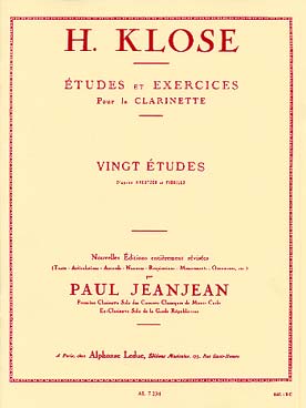 画像1: クラリネット教材　２０のクロイツァーとフィオリロに基づく練習曲（20Etudes　dApres　Kreutzer　et　Fiorillo）　作曲/クローゼ，Ｈ．（Klose,H.)