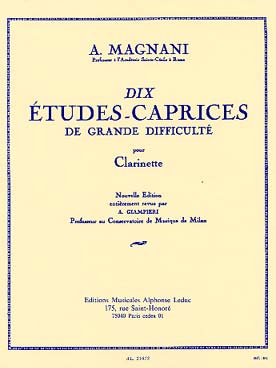 画像1: クラリネット教本　１０の大きな困難への練習曲−奇想曲（10-Etudes　recreatives　vol,1　作曲/マニャーニ，Ａ．（Magnani,A.)　編曲/Giampier